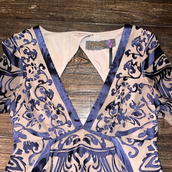 FREE PEOPLE SILK BLEND OPEN BACK TOP PURPLE NUDE SIZE 0 - Picture 5 of 9